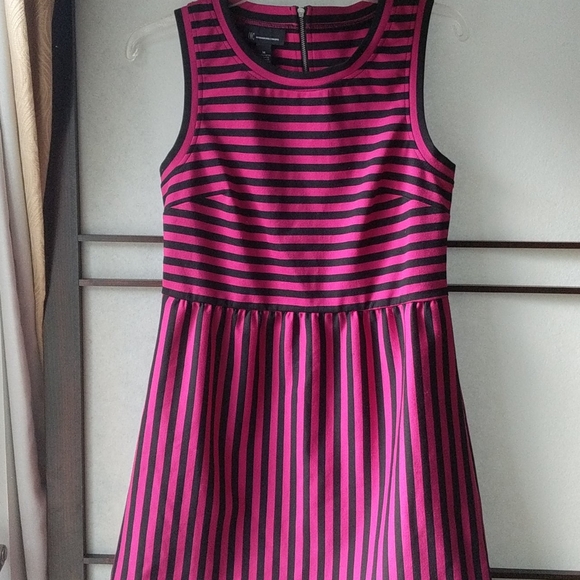INC Hot Pink and Black Striped Sleeveless Dress Medium - Picture 3 of 16